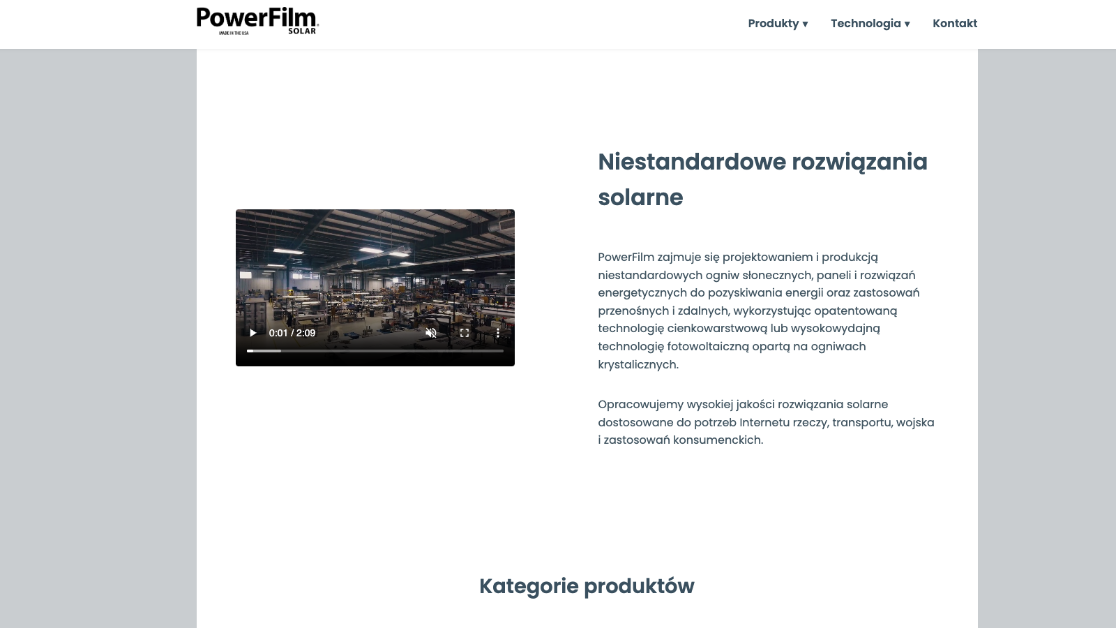 Podgląd strony PowerFilm Solar